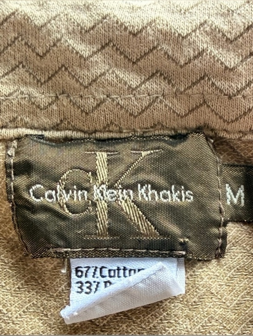 Calvin Klein Khakis Vintage Beige Polo Top Size Medium - Picture 7 of 13